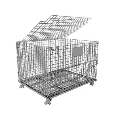 Mesh Containers Foldable Powder Coating d'acciaio accatastabile